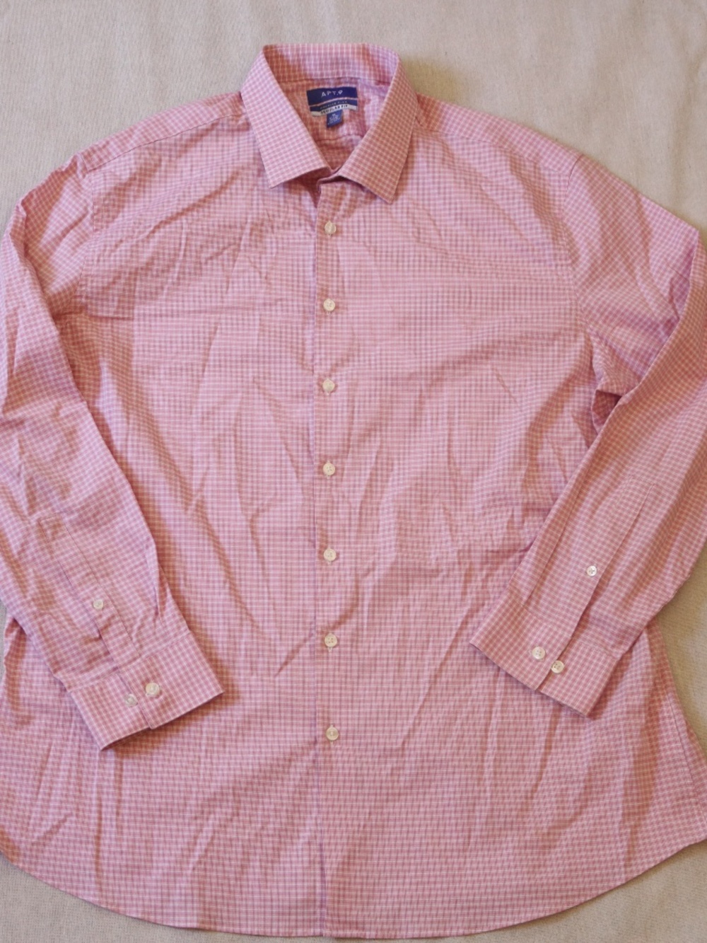Apt. 9 Men's XL Pink Plaid Long Sleeve Button Up Dress Shirt Regular Fit EUC